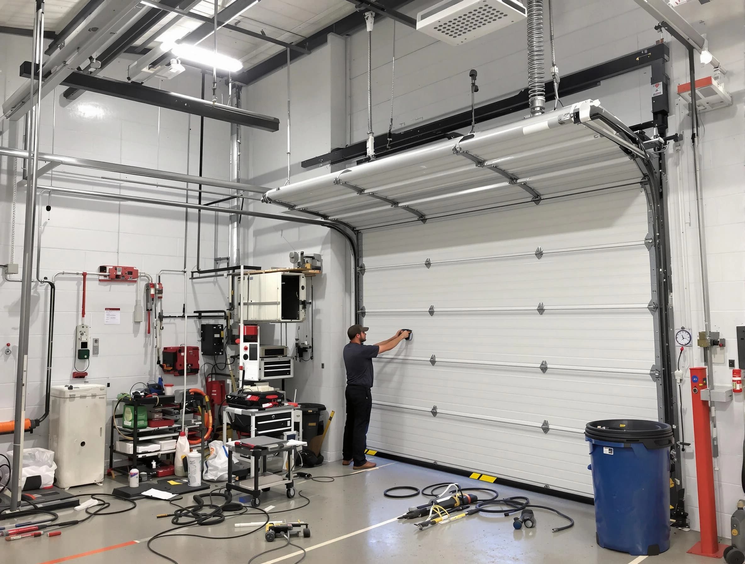 Tuscaloosa Garage Door Repair certified technician performing commercial door repair at a Tuscaloosa business facility