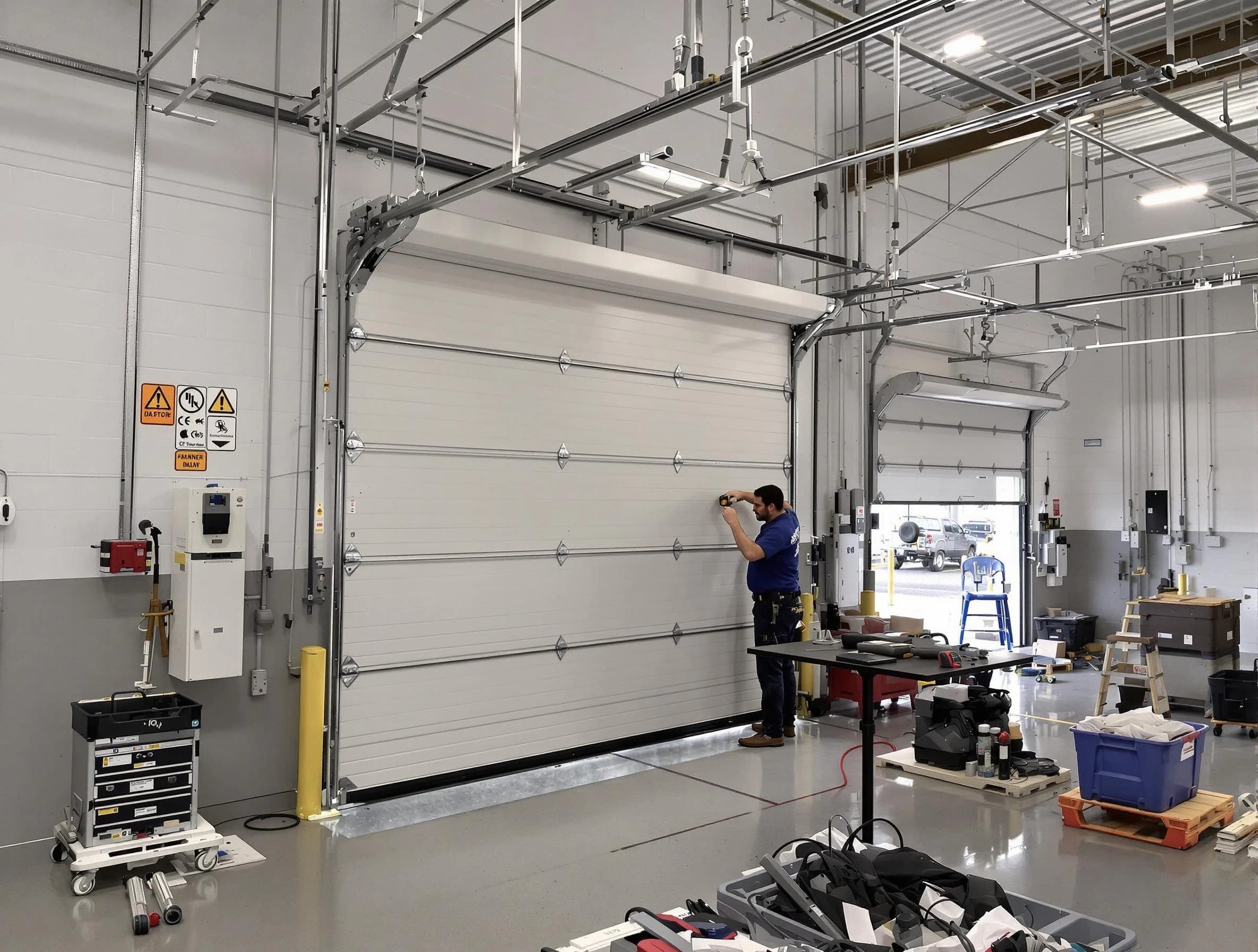 Commercial garage door repair being performed by Tuscaloosa Garage Door Repair expert in Tuscaloosa