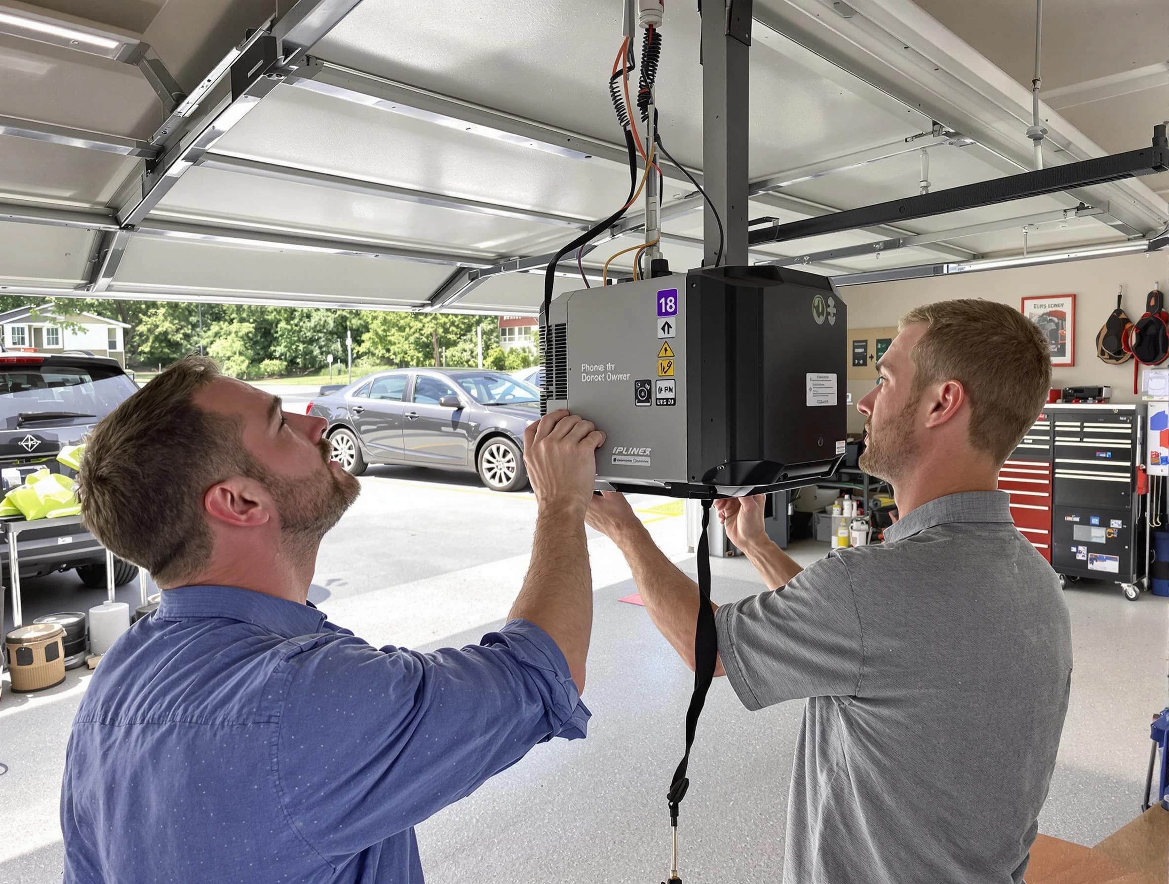 Tuscaloosa Garage Door Repair technician installing garage door opener in Tuscaloosa