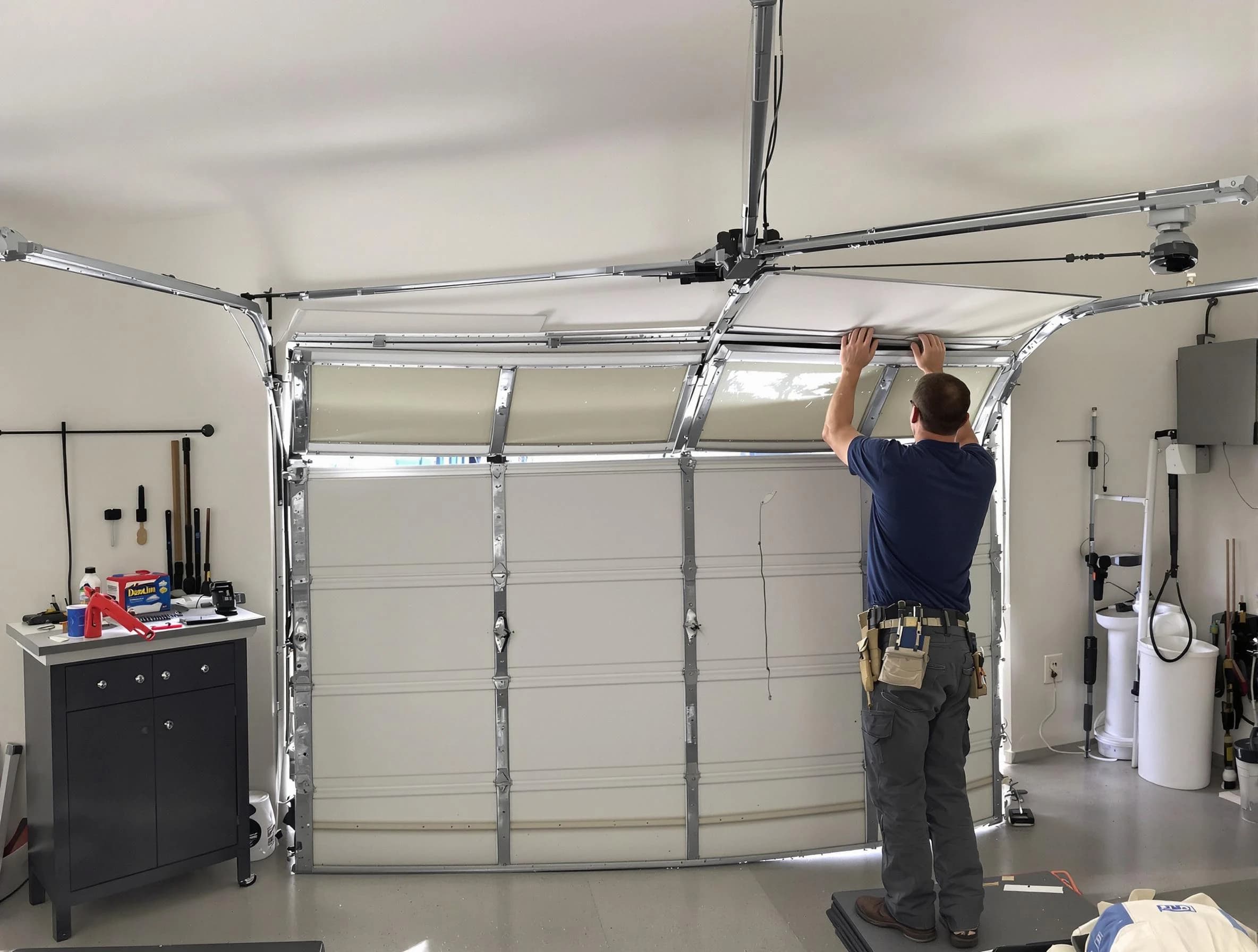 Tuscaloosa Garage Door Repair specialist performing precise section replacement on Tuscaloosa garage door