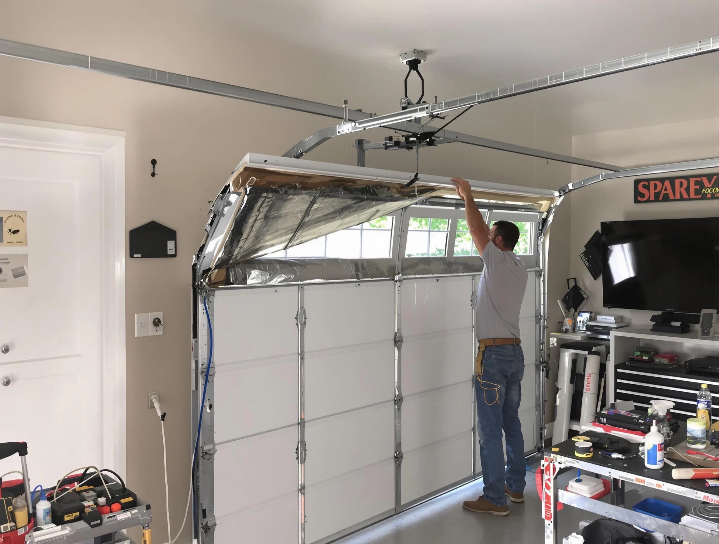 Garage door section replacement by Tuscaloosa Garage Door Repair in Tuscaloosa