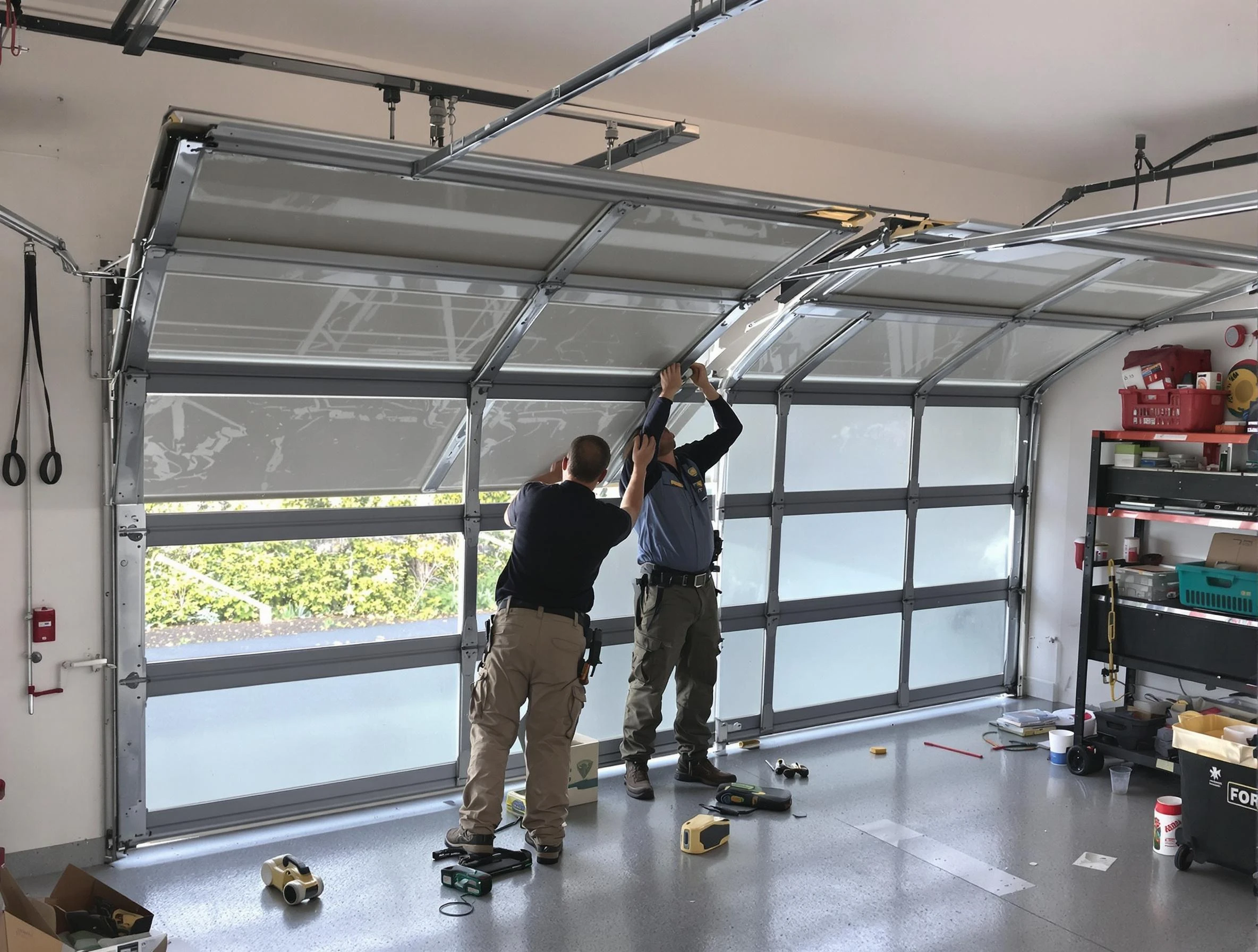 Tuscaloosa Garage Door Repair expert performing precise panel replacement on Tuscaloosa garage door